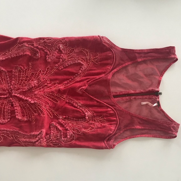 Free People Red Netted Dress with beading detail - Picture 2 of 10